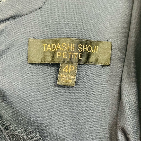 Tadashi Shoji Petite Embroidered Lace Navy Sheath Dress - Picture 3 of 6